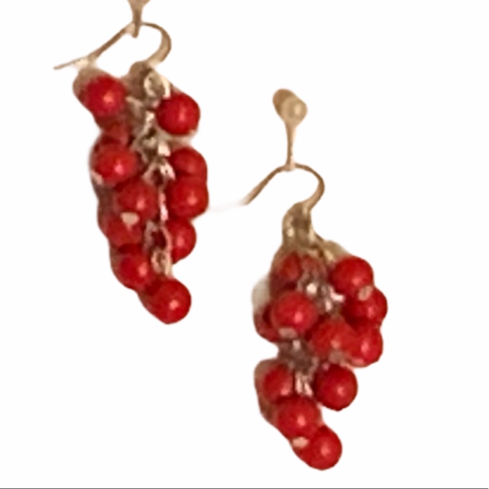 Vintage Red Bead Chandelier Earrings